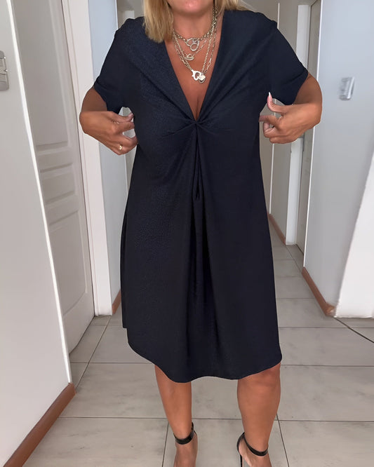 Laurence | Elegante abito arricciato con scollo a V